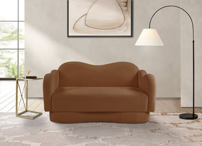 Porsha Saddle Teddy Fabric Loveseat