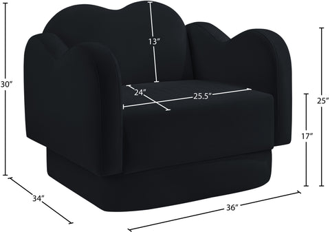 Celeste Black Velvet Upholstered Chair, 1 Piece