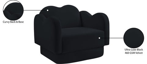 Celeste Black Velvet Upholstered Chair, 1 Piece