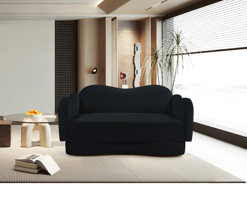 Celeste 58" Black Velvet Upholstered Loveseat, 1 Piece