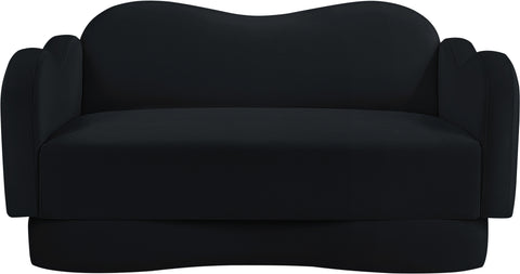 Celeste 58" Black Velvet Upholstered Loveseat, 1 Piece