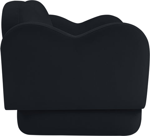 Celeste 58" Black Velvet Upholstered Loveseat, 1 Piece
