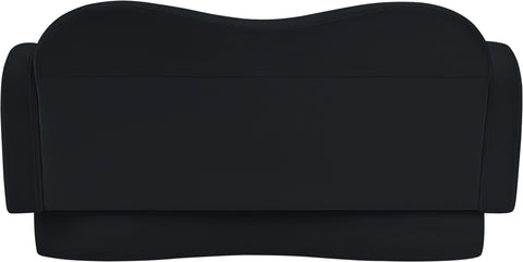 Celeste 58" Black Velvet Upholstered Loveseat, 1 Piece