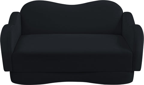 Celeste 58" Black Velvet Upholstered Loveseat, 1 Piece
