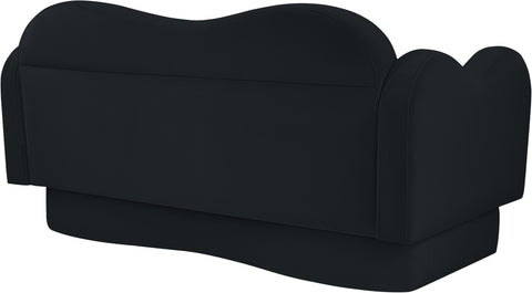 Celeste 58" Black Velvet Upholstered Loveseat, 1 Piece