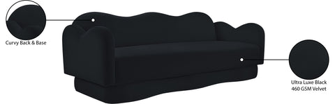 Celeste 82" Black Velvet Upholstered Sofa, 1 Piece