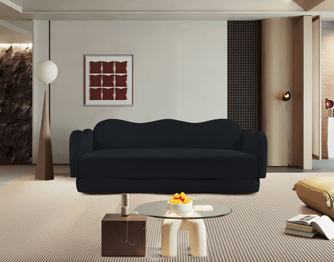 Celeste 82" Black Velvet Upholstered Sofa, 1 Piece