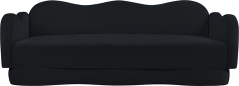 Celeste 82" Black Velvet Upholstered Sofa, 1 Piece