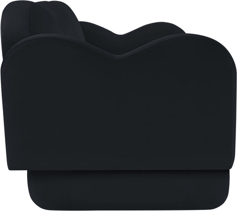 Celeste 82" Black Velvet Upholstered Sofa, 1 Piece