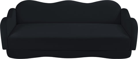 Celeste 82" Black Velvet Upholstered Sofa, 1 Piece