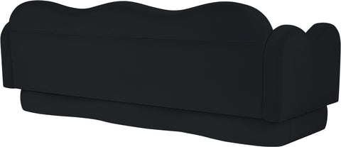 Celeste 82" Black Velvet Upholstered Sofa, 1 Piece