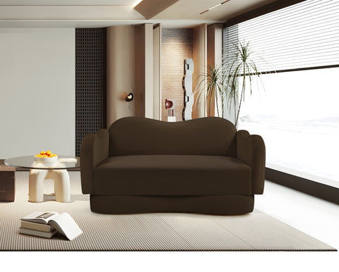 Celeste 58" Brown Velvet Upholstered Loveseat, 1 Piece