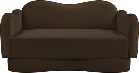 Celeste 58" Brown Velvet Upholstered Loveseat, 1 Piece