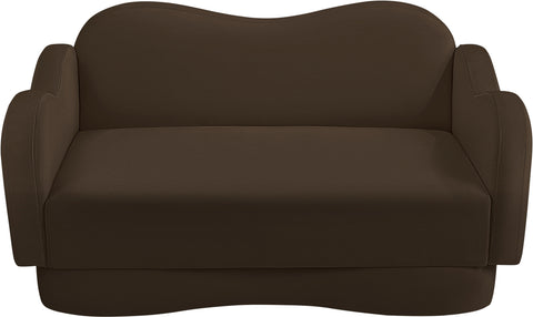 Celeste 58" Brown Velvet Upholstered Loveseat, 1 Piece