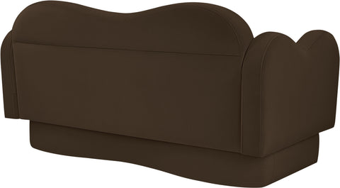Celeste 58" Brown Velvet Upholstered Loveseat, 1 Piece