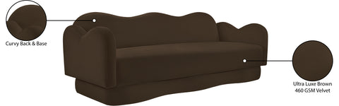 Celeste 82" Brown Velvet Upholstered Sofa, 1 Piece