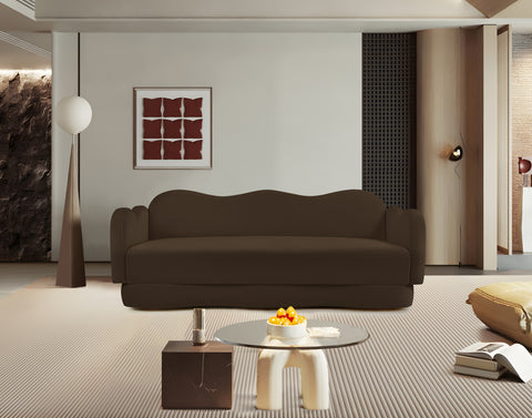 Celeste 82" Brown Velvet Upholstered Sofa, 1 Piece