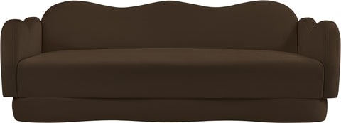 Celeste 82" Brown Velvet Upholstered Sofa, 1 Piece