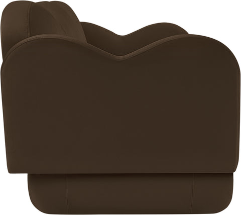 Celeste 82" Brown Velvet Upholstered Sofa, 1 Piece