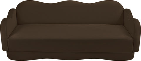 Celeste 82" Brown Velvet Upholstered Sofa, 1 Piece