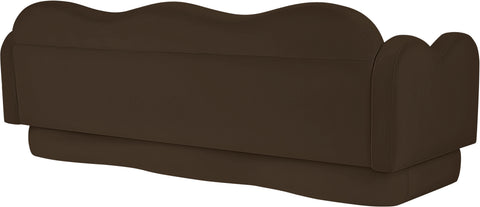 Celeste 82" Brown Velvet Upholstered Sofa, 1 Piece