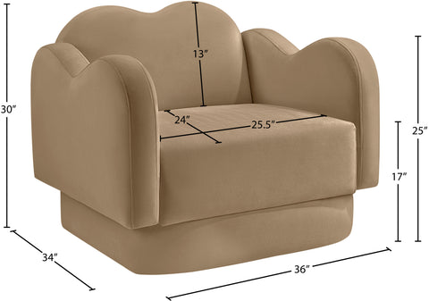Celeste Camel Velvet Upholstered Chair, 1 Piece