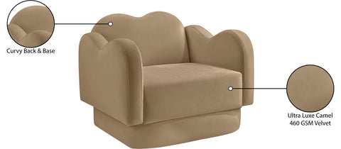 Celeste Camel Velvet Upholstered Chair, 1 Piece
