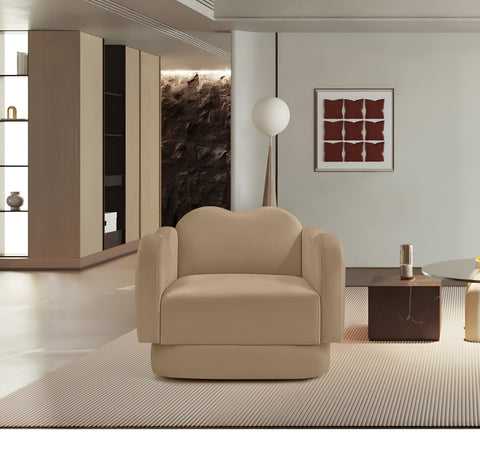 Celeste Camel Velvet Upholstered Chair, 1 Piece