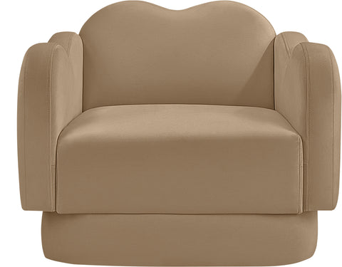 Celeste Camel Velvet Upholstered Chair, 1 Piece