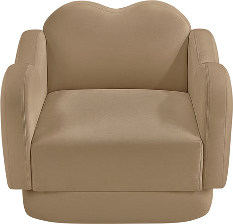 Celeste Camel Velvet Upholstered Chair, 1 Piece