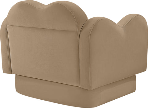 Celeste Camel Velvet Upholstered Chair, 1 Piece