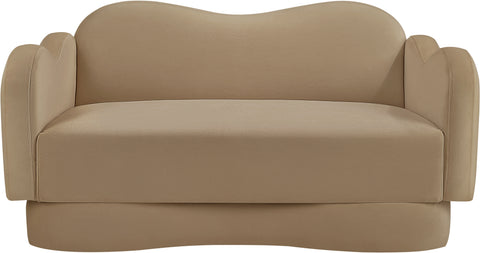 Celeste 58" Camel Velvet Upholstered Loveseat, 1 Piece