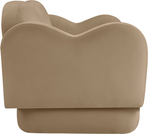 Celeste 58" Camel Velvet Upholstered Loveseat, 1 Piece