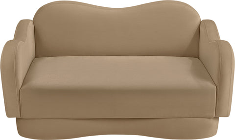 Celeste 58" Camel Velvet Upholstered Loveseat, 1 Piece