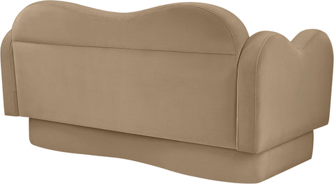 Celeste 58" Camel Velvet Upholstered Loveseat, 1 Piece