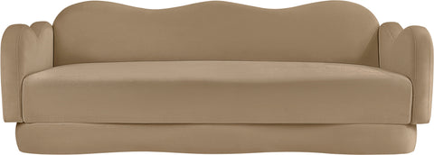 Celeste 82" Camel Velvet Upholstered Sofa, 1 Piece