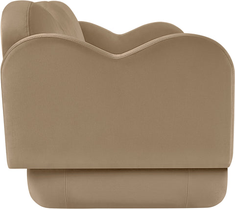 Celeste 82" Camel Velvet Upholstered Sofa, 1 Piece