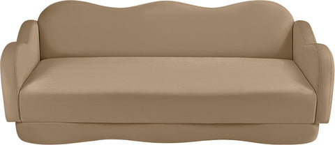 Celeste 82" Camel Velvet Upholstered Sofa, 1 Piece