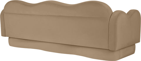 Celeste 82" Camel Velvet Upholstered Sofa, 1 Piece