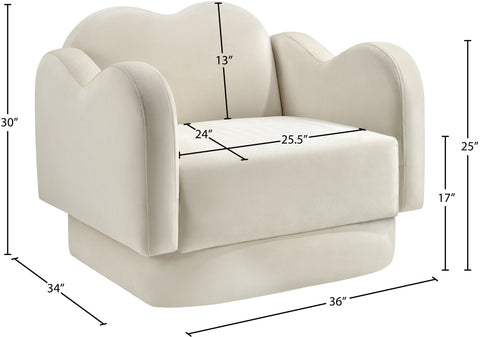 Celeste Cream Velvet Upholstered Chair, 1 Piece