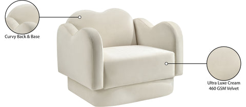Celeste Cream Velvet Upholstered Chair, 1 Piece