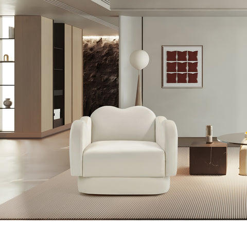 Celeste Cream Velvet Upholstered Chair, 1 Piece