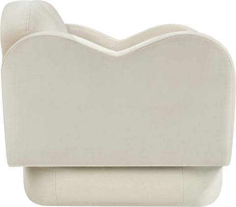 Celeste Cream Velvet Upholstered Chair, 1 Piece