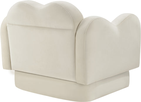 Celeste Cream Velvet Upholstered Chair, 1 Piece
