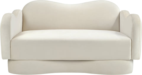 Celeste 58" Cream Velvet Upholstered Loveseat, 1 Piece
