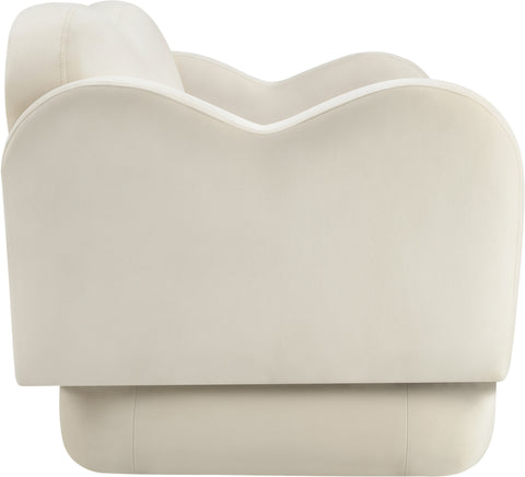 Celeste 58" Cream Velvet Upholstered Loveseat, 1 Piece
