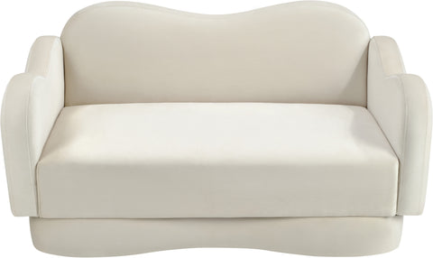 Celeste 58" Cream Velvet Upholstered Loveseat, 1 Piece