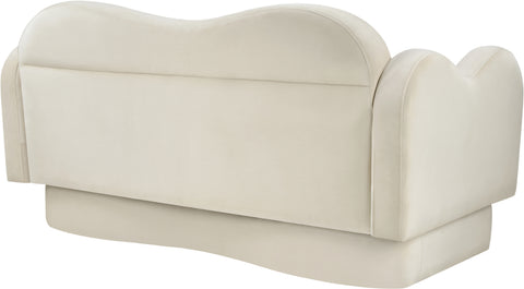 Celeste 58" Cream Velvet Upholstered Loveseat, 1 Piece