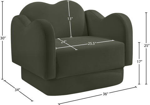 Celeste Green Velvet Upholstered Chair, 1 Piece