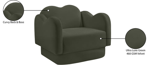 Celeste Green Velvet Upholstered Chair, 1 Piece